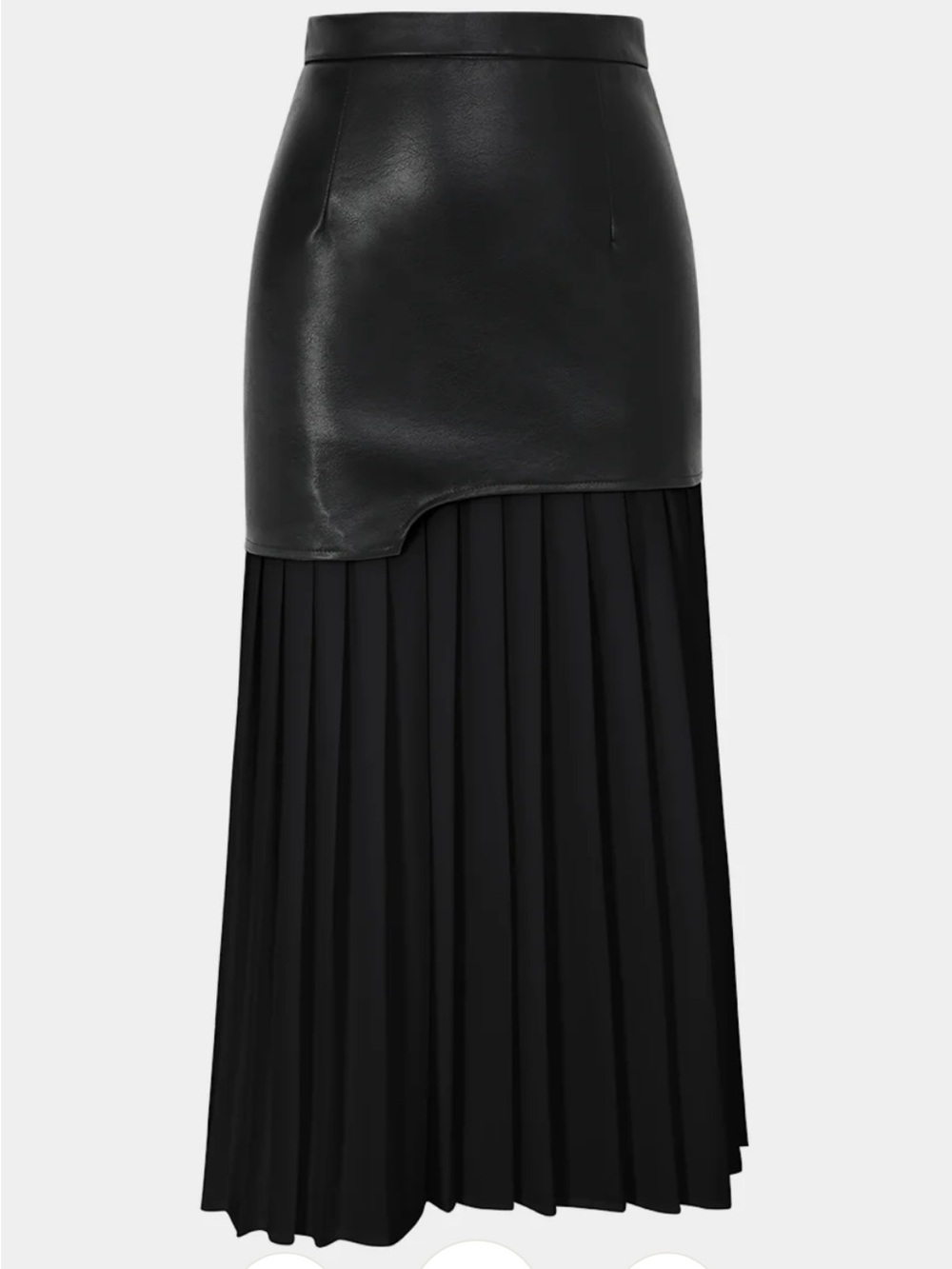 Commense Black Leather-Look Pleated Maxi Skirt NWOT